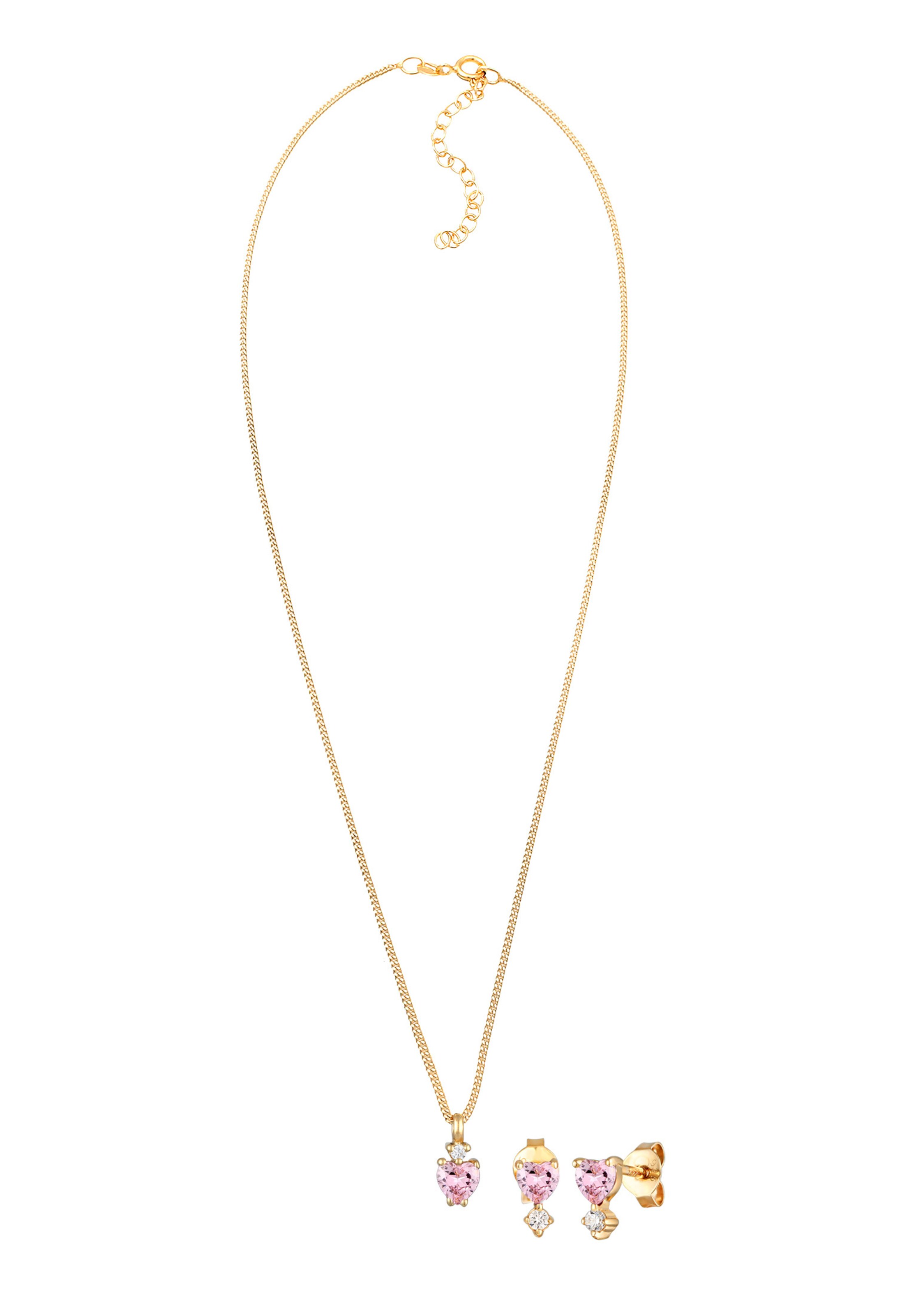 ELLI Schmuckset 'Zirkonia' in Gold: Vorderseite