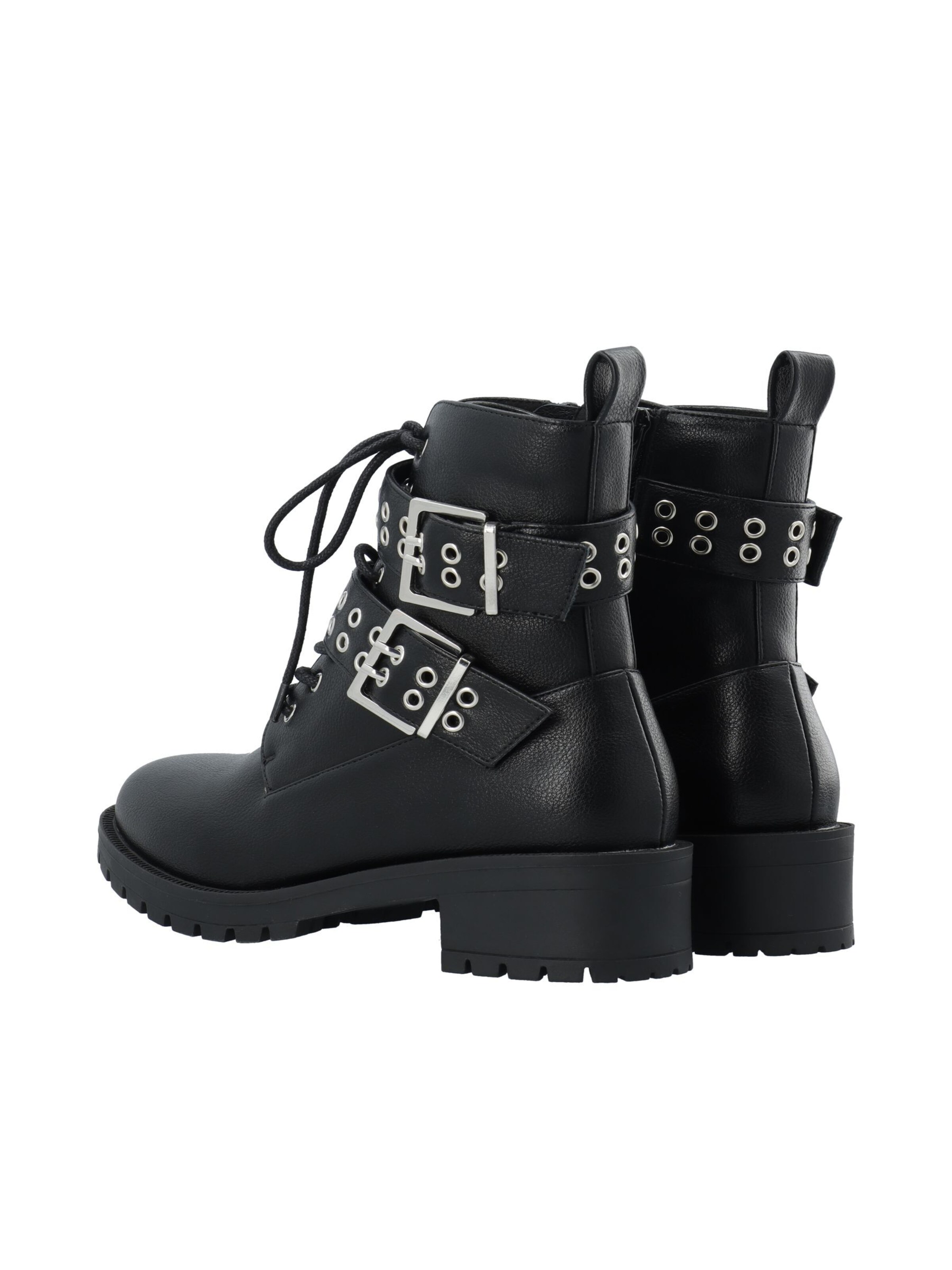 Bottines à lacets 'PEARL' Bianco en noir