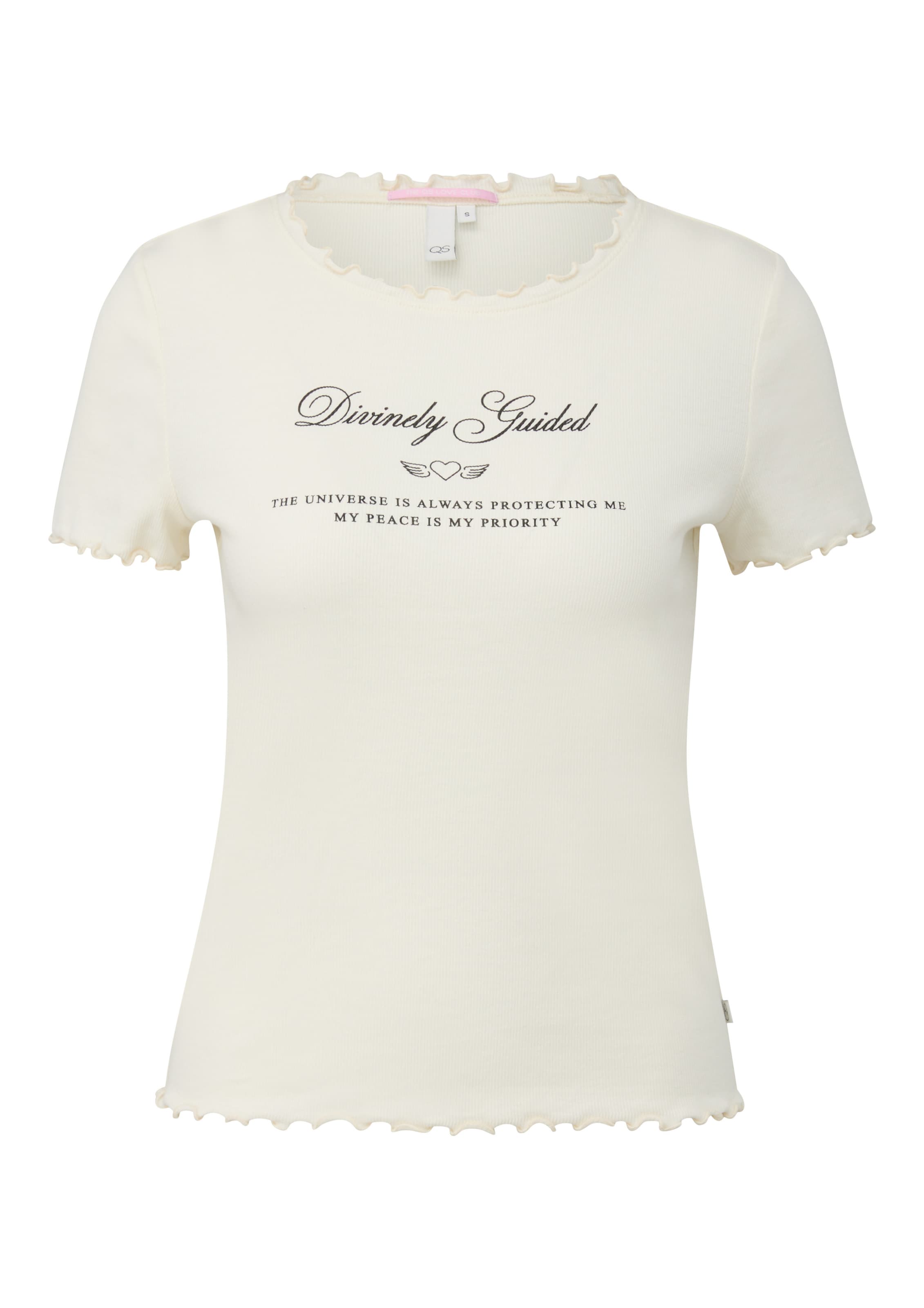 T-shirt QS en beige : devant