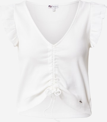 Pepe Jeans - Camisa 'Peggy' em branco: frente