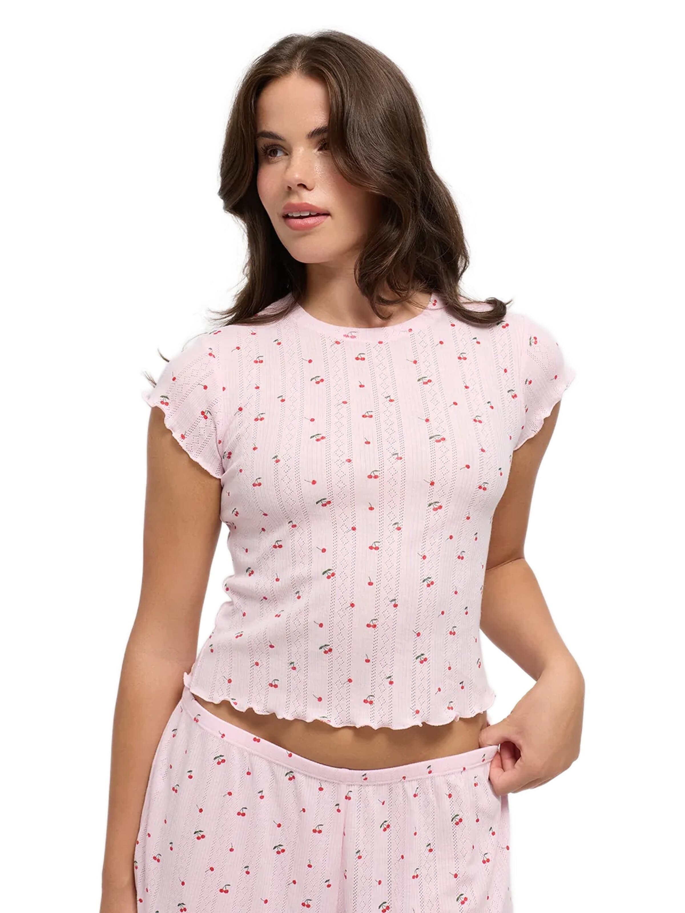 cfab Slaapshirt 'Soft Touch Jacquard Tee' in Roze