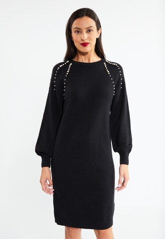 faina - Vestido de malha 'Tuxe' em preto: frente