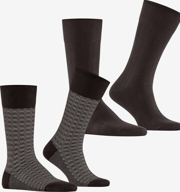 ESPRIT Socks 'Houndstooth 2-Pack' in Brown: front