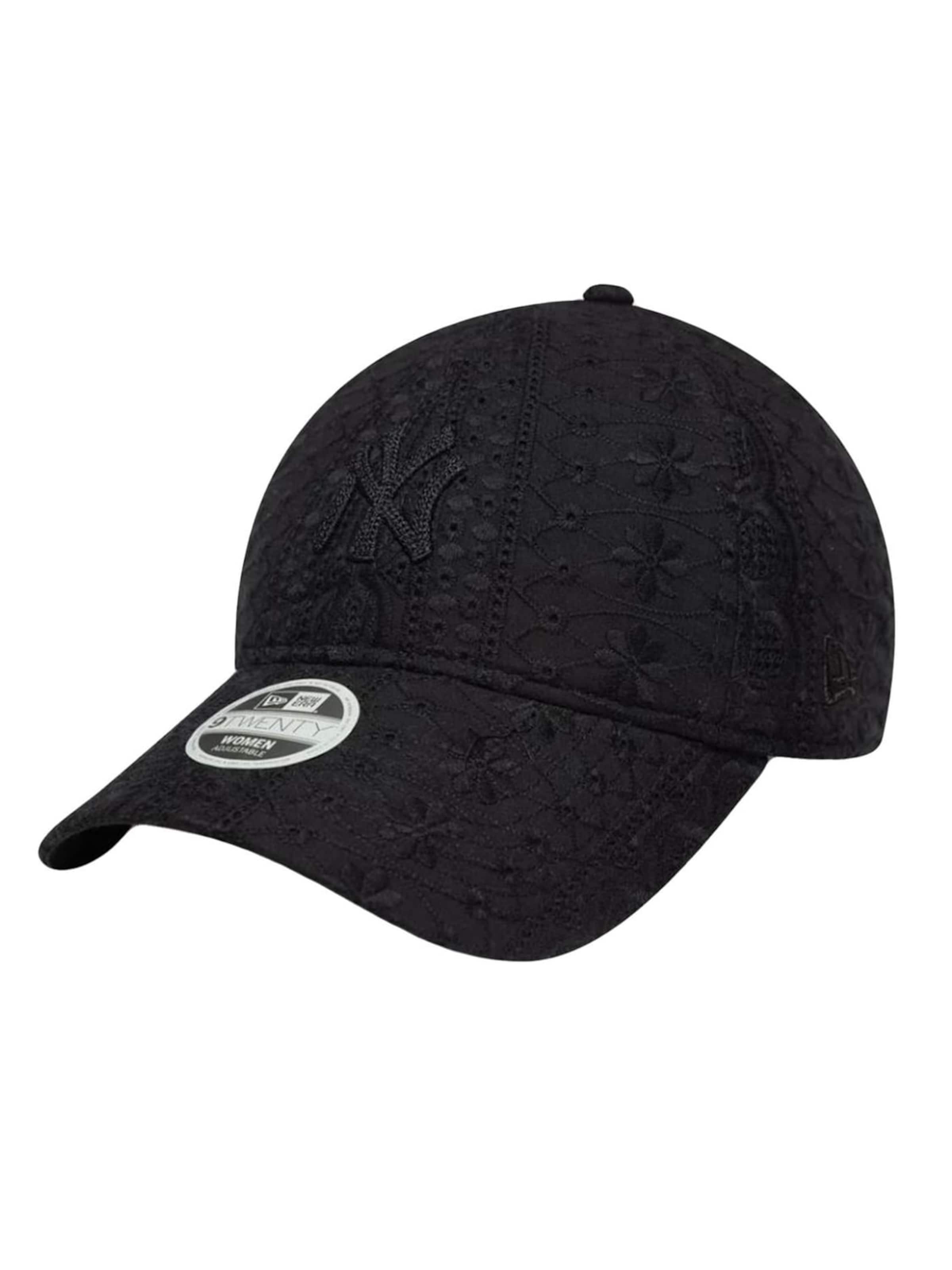 Chapeaux 'FEMALE BRODERIE 9TWENTY® NEW YORK YANKEES BLACK' NEW ERA en noir : devant