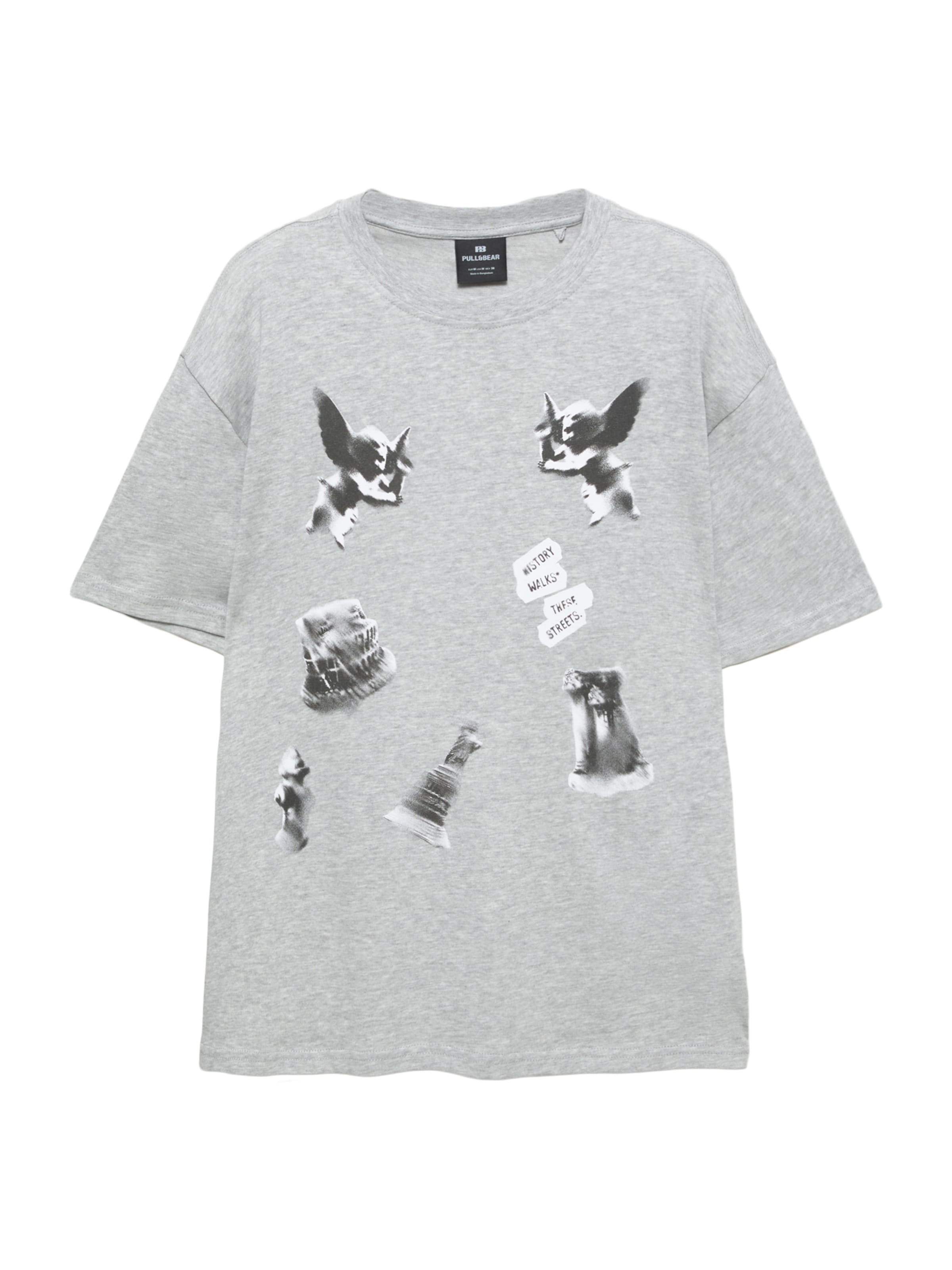 Tricou de la Pull&Bear pe gri: față