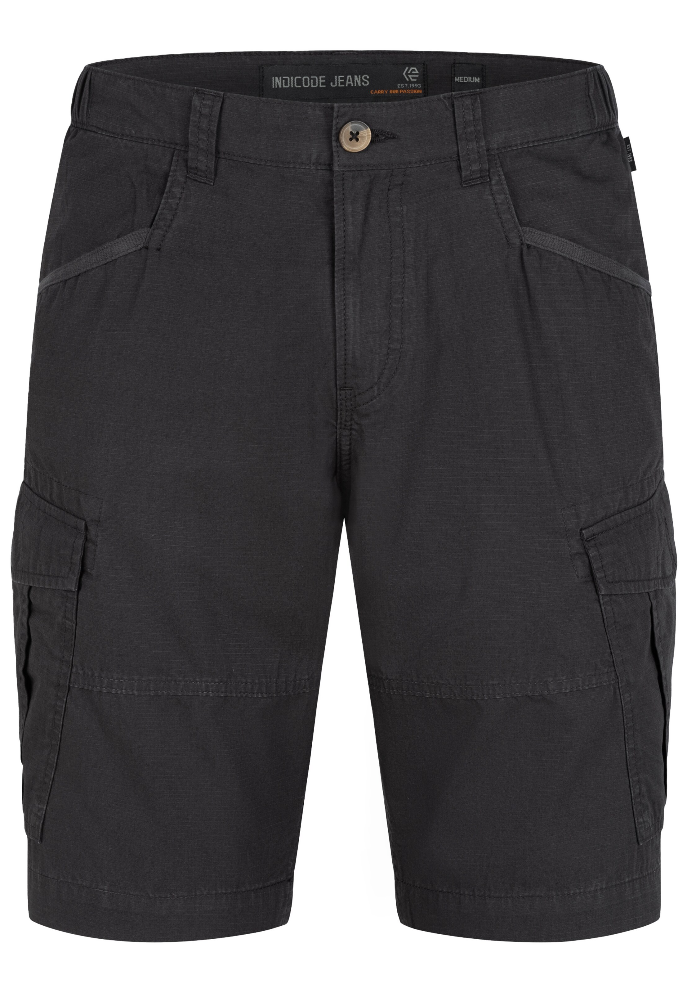 INDICODE JEANS Shorts 'Dreier' in Schwarz: Vorderseite