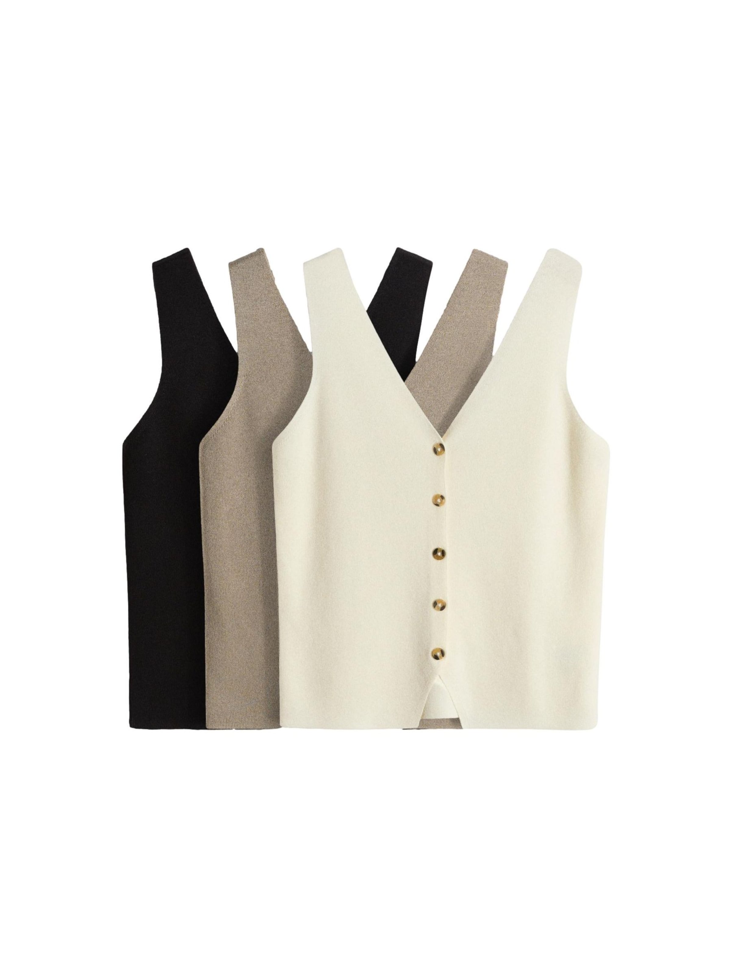 The Set Gebreide bodywarmer in Beige: voorkant