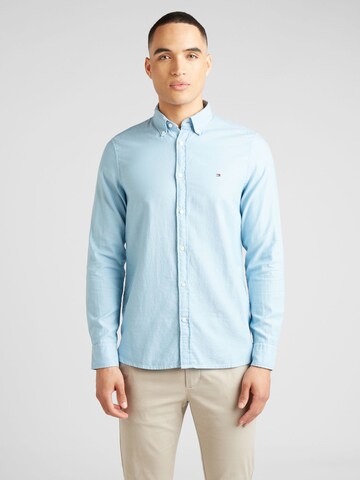 TOMMY HILFIGER Slim fit Button Up Shirt 'Flex' in Blue: front