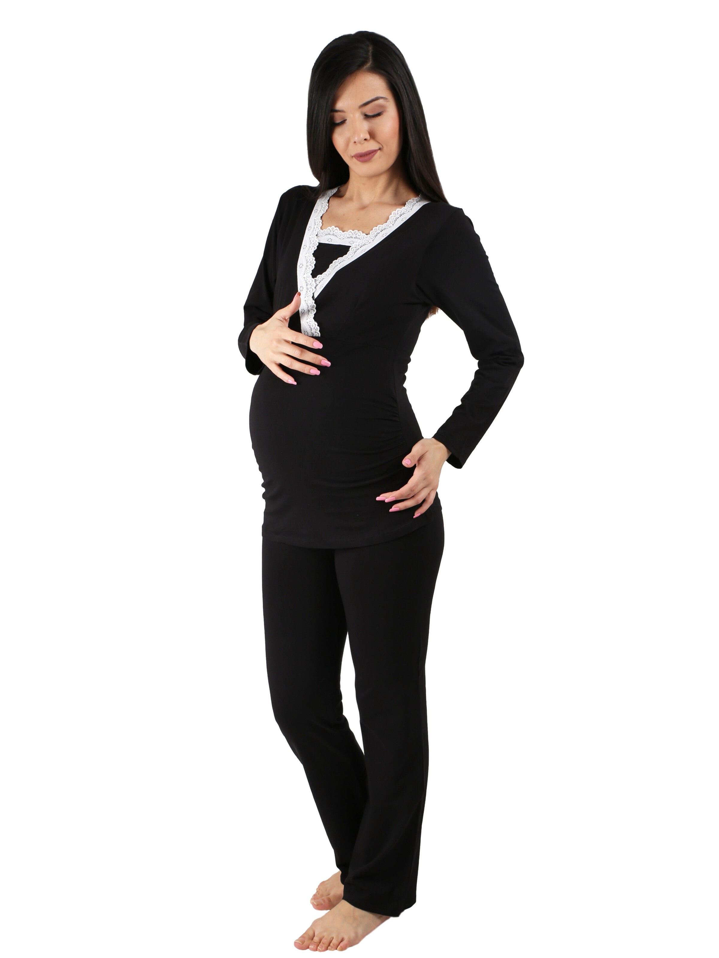 M.M.C. Pajama 'Spitze Umstandspyjama' in Black