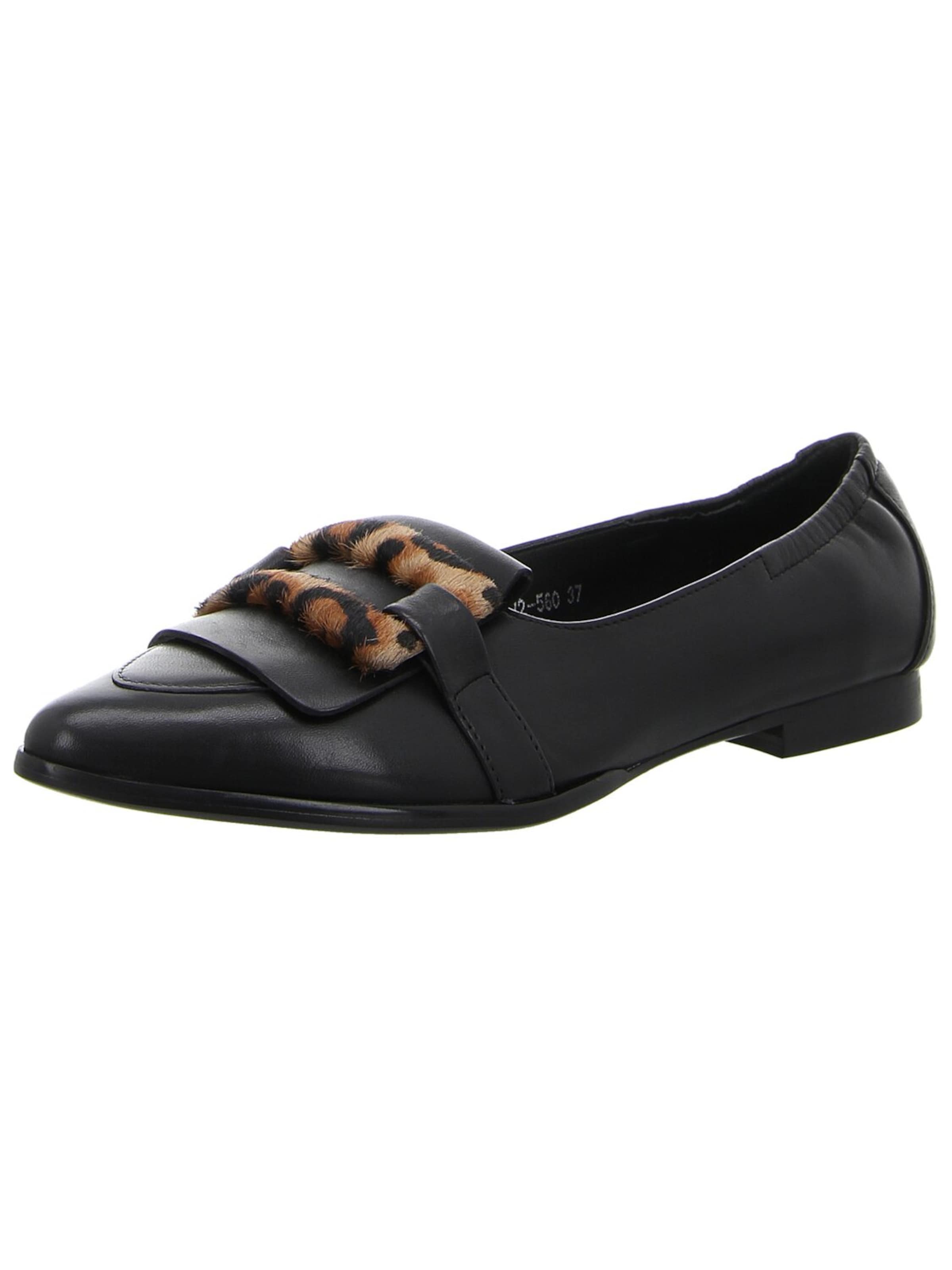 Regarde le Ciel Hausschuh 'Damen Slipper KENDRA-01-7639 Echt Leder in schwarz' in Schwarz: Vorderseite