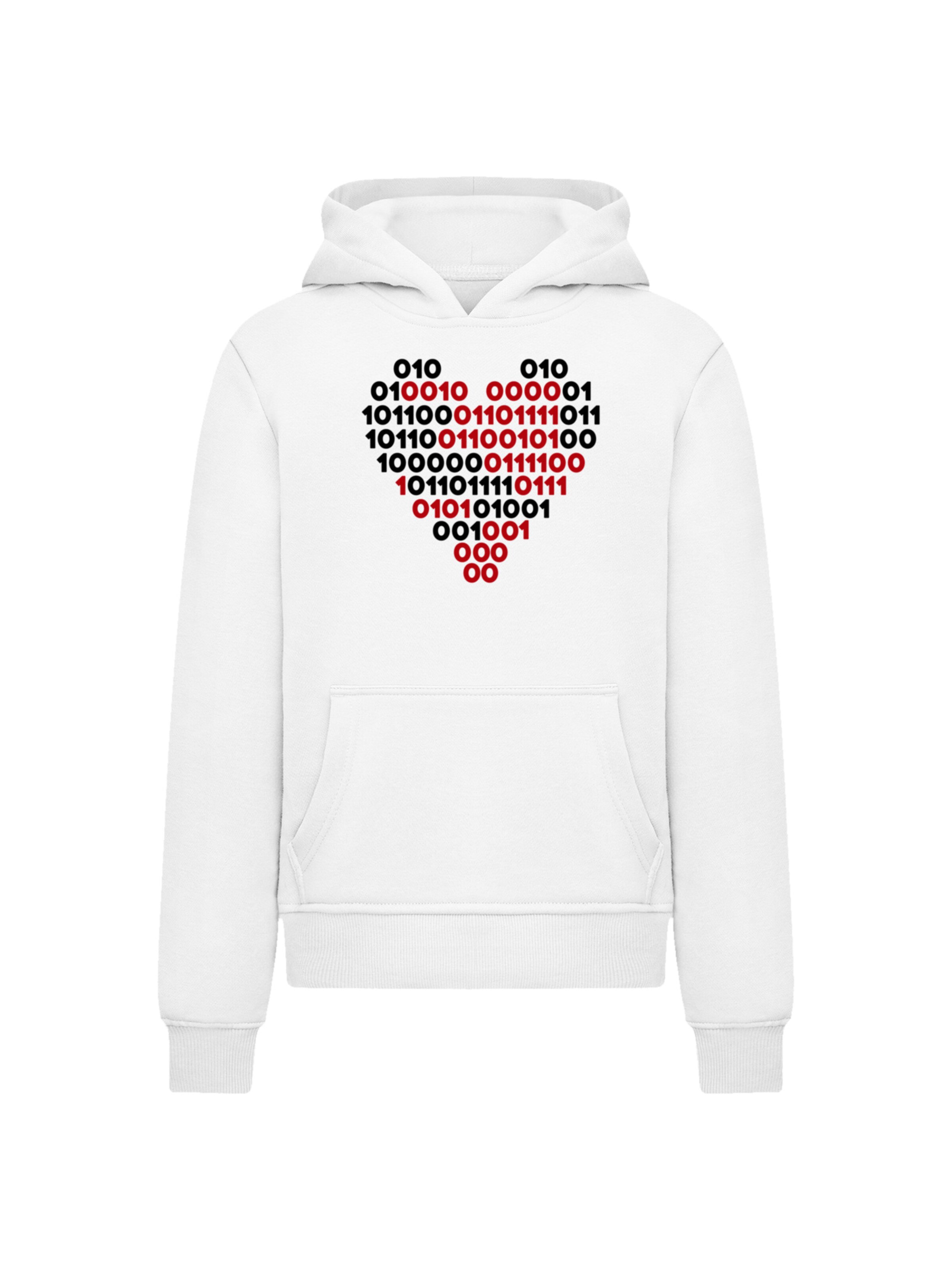 F4NT4STIC Sweatshirt 'I love you 01001001 Binary Code Herz  Valentinstag' in Weiß: Vorderseite
