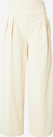 Nasty Gal Wide leg Veckad byxa i beige: framsida