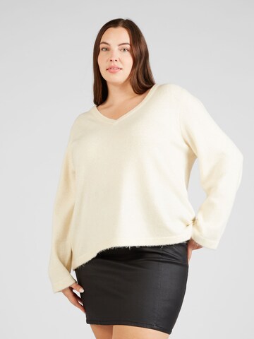 Pull-over Vero Moda Curve en beige : devant