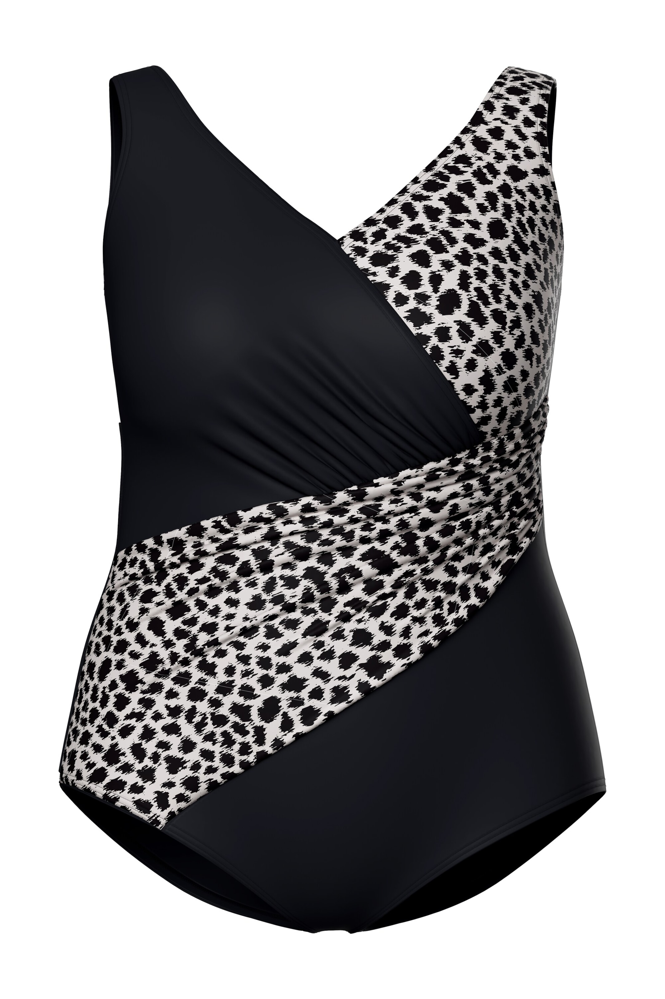 Ulla Popken Bustier Badpak in Zwart: voorkant