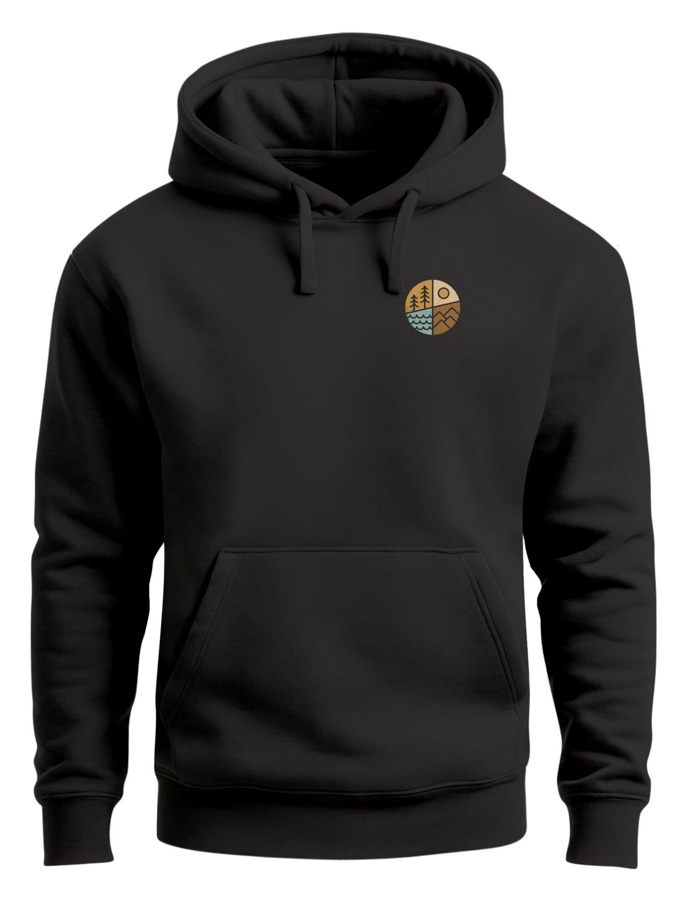 Neverless Sweatshirt 'Outdoor Badge' in Black: front