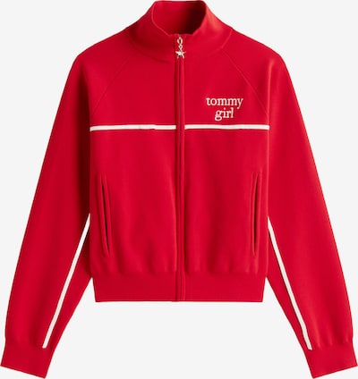 Kardiganas iš Tommy Jeans, spalva – ryškiai raudona / balta, Prekių apžvalga