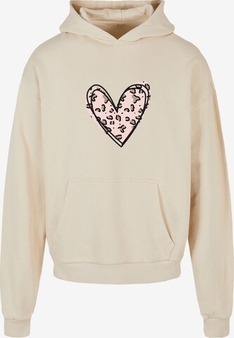 Sweat-shirt 'Valentines Day - Leopard Heart' Merchcode en beige : devant