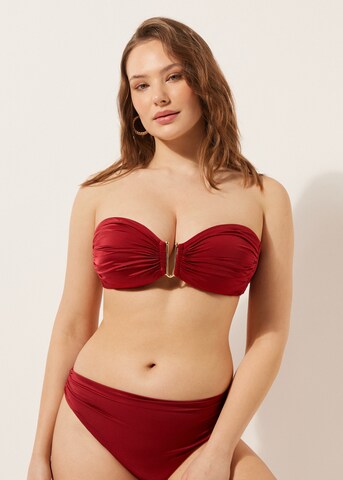 CALZEDONIA Bandeau Bikini Top 'SHINY SATIN' in Red