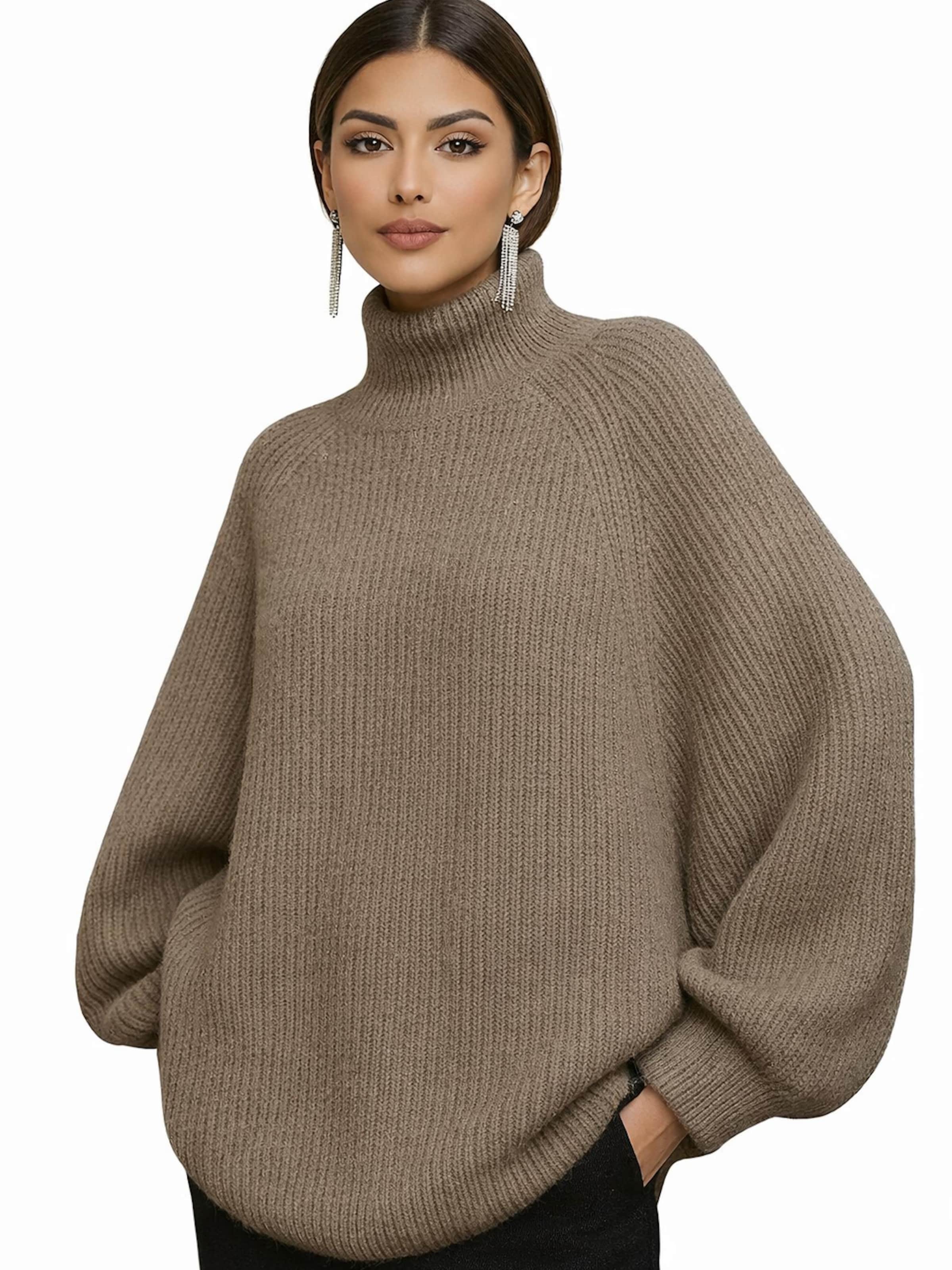 Worldclassca Oversized Sweater 'Oversized Strickpullover mit Stehkragen' in Grey