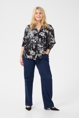 KAFFE CURVE Blouse 'Mona' in Zwart