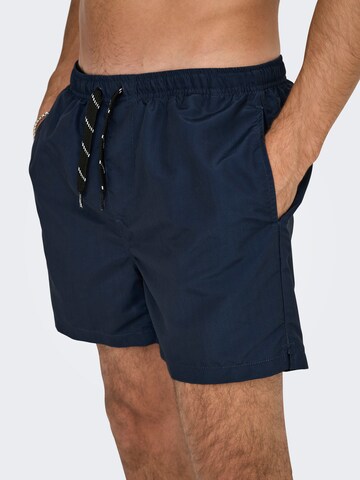 Only & Sons Board Shorts 'ONSTed' in Blue: front