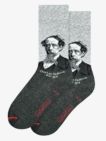 MuseARTa Socks 'John & Charles Watkins - Charles Dickens' in Grey: front