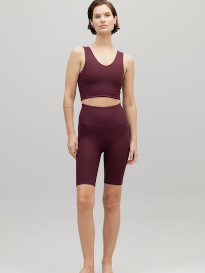 Hey Honey Leggings 'Biker Ribbed' in de kleur Wijnrood, Productweergave