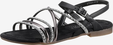 Rieker Strap Sandals in Black: front