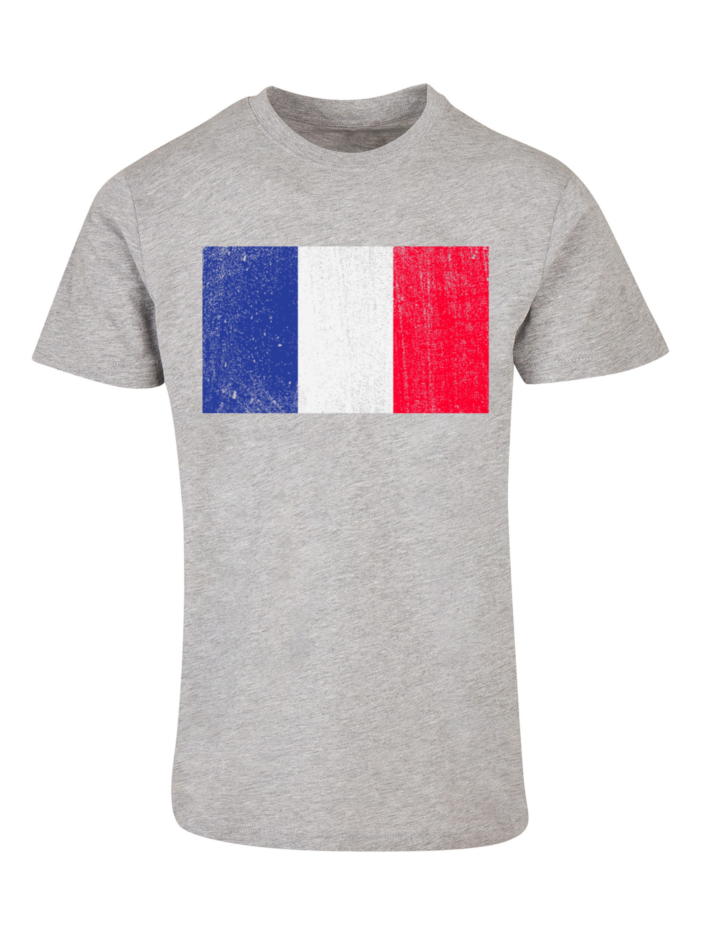 F4NT4STIC Shirt 'Frankreich Flagge France distressed' in Grau: Vorderseite