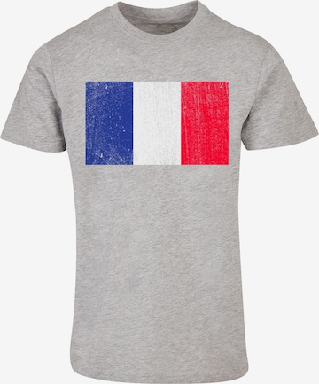 F4NT4STIC Shirt 'Frankreich Flagge France distressed' in Grau: Vorderseite