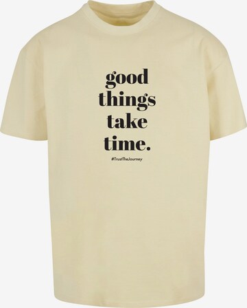 Merchcode Shirt 'Good Things Take Time' in Yellow: front