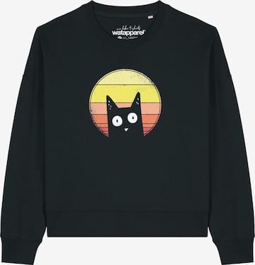 Sweat-shirt 'Sunset Cat ' Watapparel en noir : devant