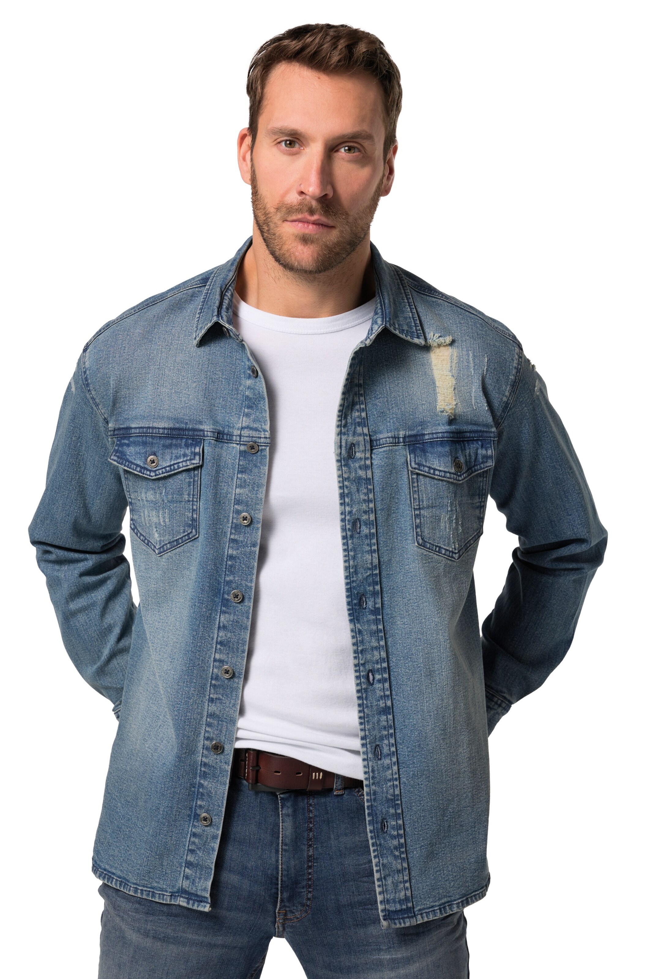 JP1880 Tussenjas in Blauw: voorkant