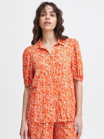 Camicia da donna 'AYA' di ICHI in arancione: frontale
