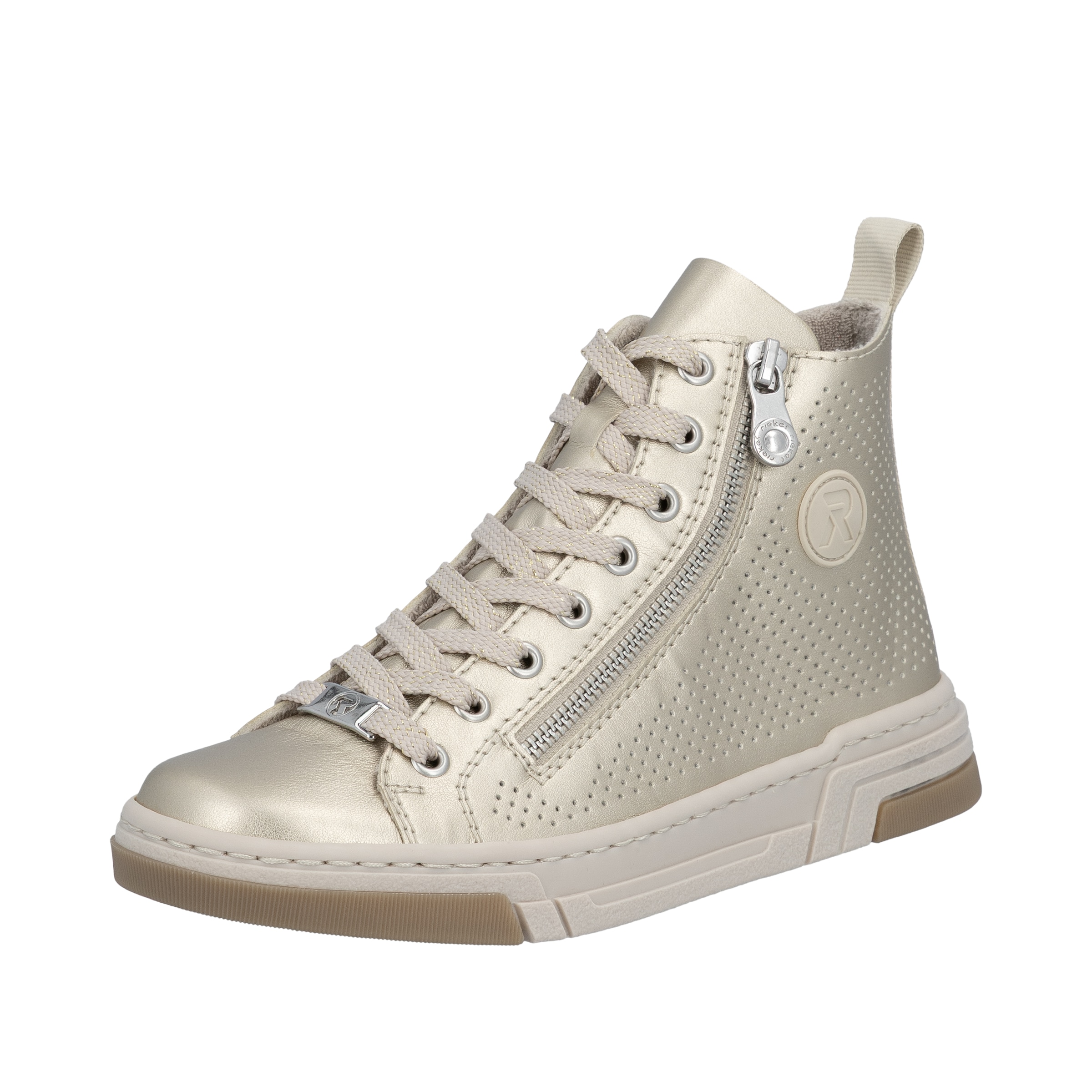 Rieker High-Top Sneakers in Gold: front