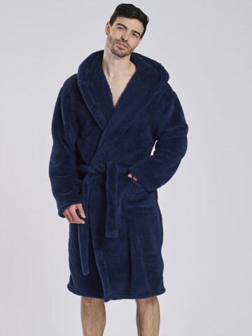 Loungeable Long Bathrobe in Blue: front