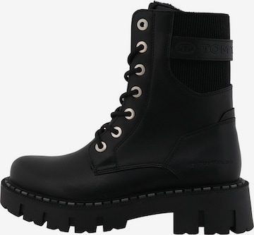 TOM TAILOR Schnürstiefelette in Schwarz: Vorderseite