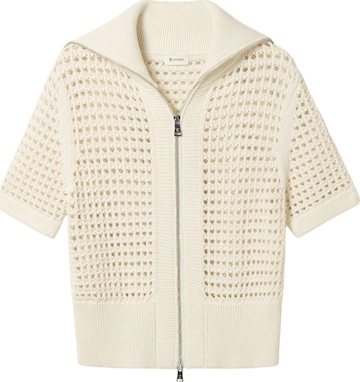 Lilysilk Strickjacke 'Toscana Pointelle Strickjacke mit Doppelreißverschluss' in Weiß: Vorderseite