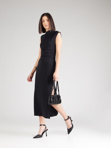 Abercrombie & Fitch Společenské šaty 'NOV3 PARTY MOCK NECK KNIT MIDI DRESS 1CC' – černá
