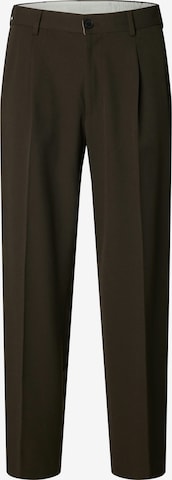 SELECTED Pleat-front trousers 'SLH220-FINN' in Brown: front