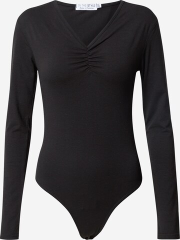 In The Style Shirt Bodysuit 'CARYS' in Black: front