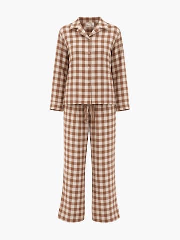 AmourLinen Pyjama 'Snooze'‌‌‌‌‌ in Braun: Vorderseite