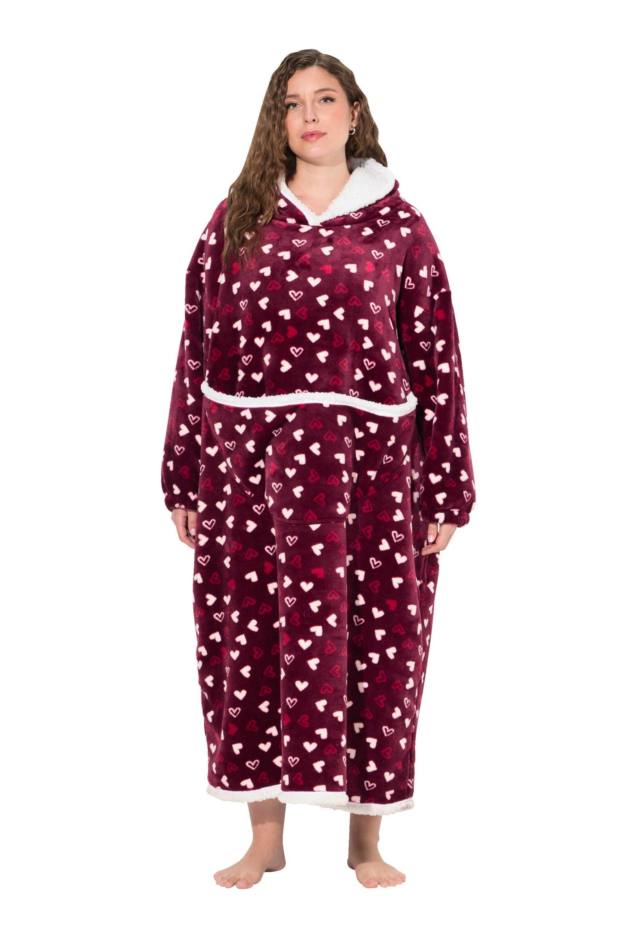 Ulla Popken Badjas lang  in Rood: voorkant