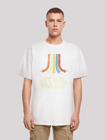 Maglietta 'Star Wars Retro Rainbow' di F4NT4STIC in bianco: frontale