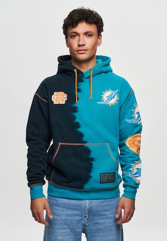 Recovered Kapuzenpullover 'NFL Dolphins Ink Dye Effect On' in Blau: Vorderseite