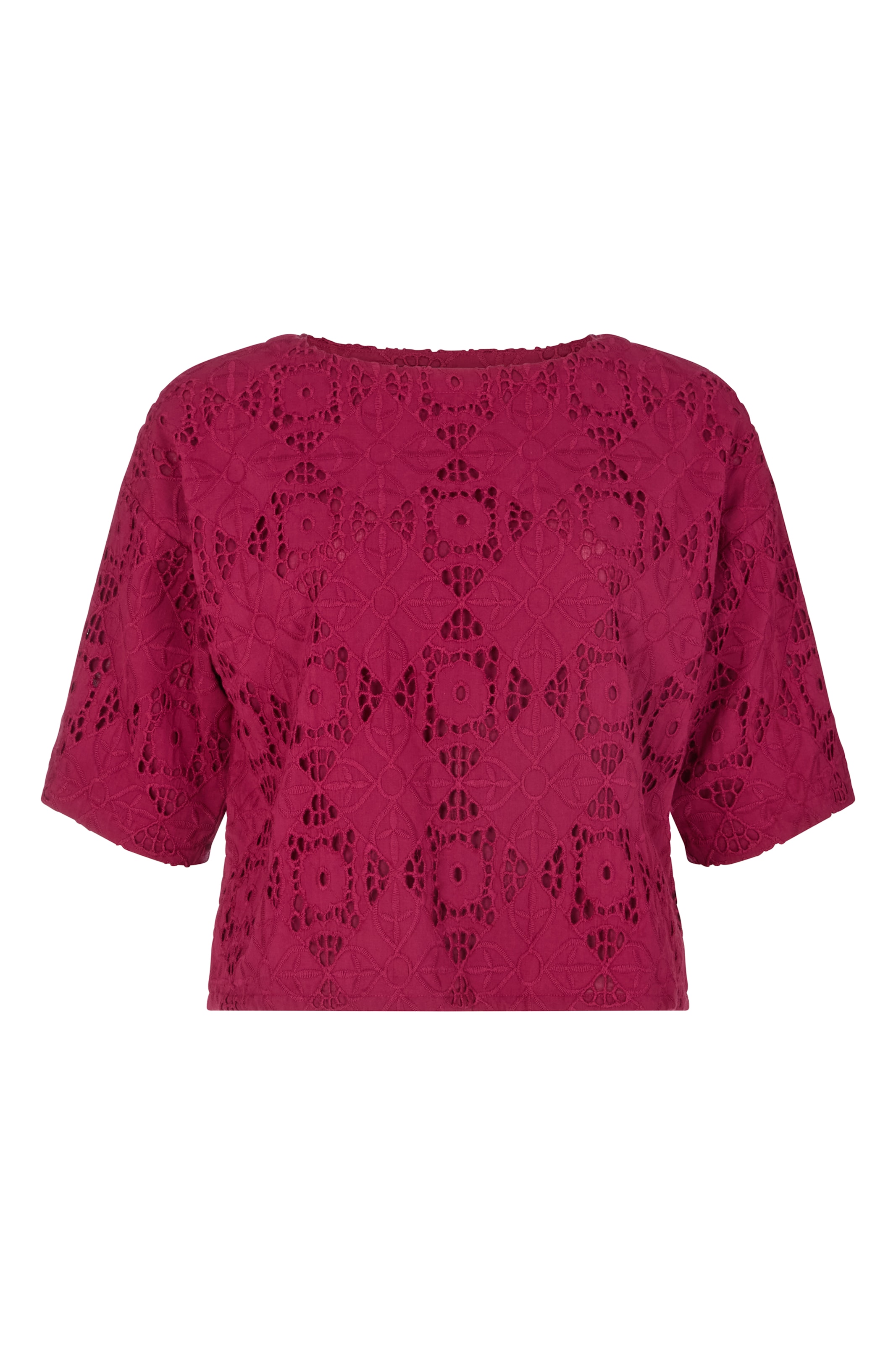 RAFFYA Blouse 'Opal Broderie Anglaise' in Red: front