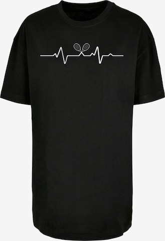 Merchcode Oversized shirt 'Tennis Beats' in Zwart: voorkant