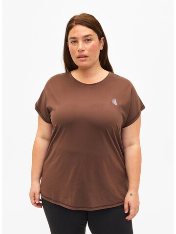 T-shirt 'Abasic' Active by Zizzi en marron : devant