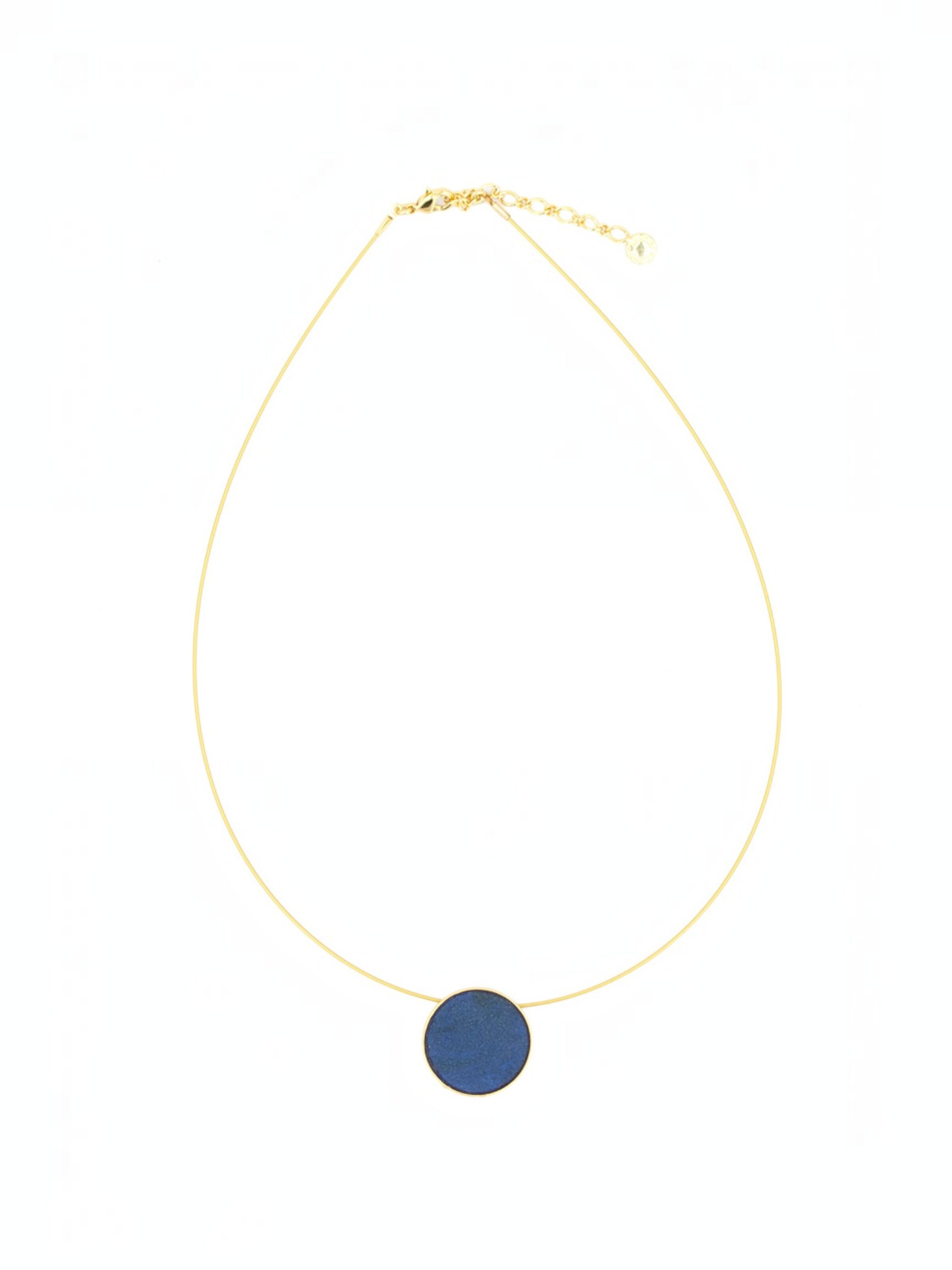 Sergio Engel Lánc 'Patina Kette 04 Minimalistische vergoldete Seil-Kette mit farbigem Anhänger' - kék: elől