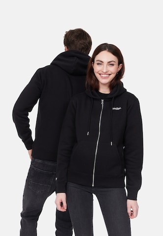 smiler. Zip-Up Hoodie in Black: front